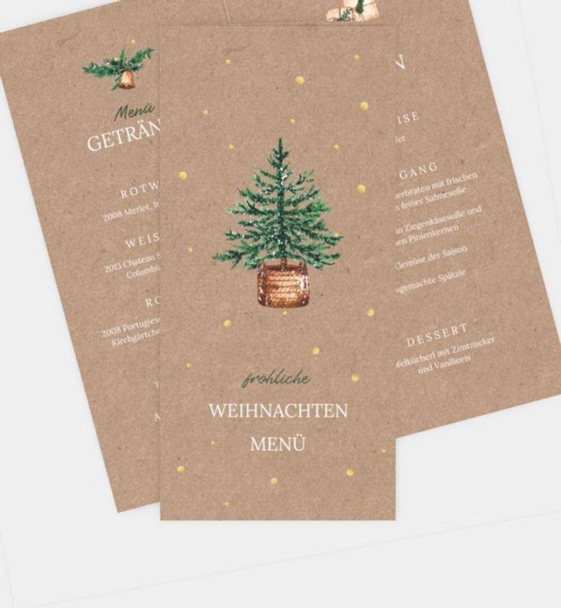 Menükarte Weihnachten Care for Nature
