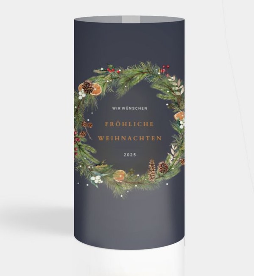 Windlichtkarte Weihnachten Klassischer Kranz