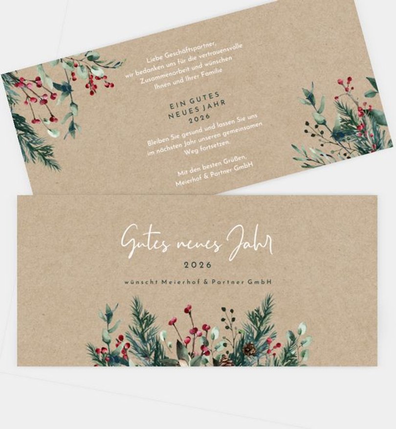 Neujahrskarte Geschรคftlich Crafty green ยท Vintage