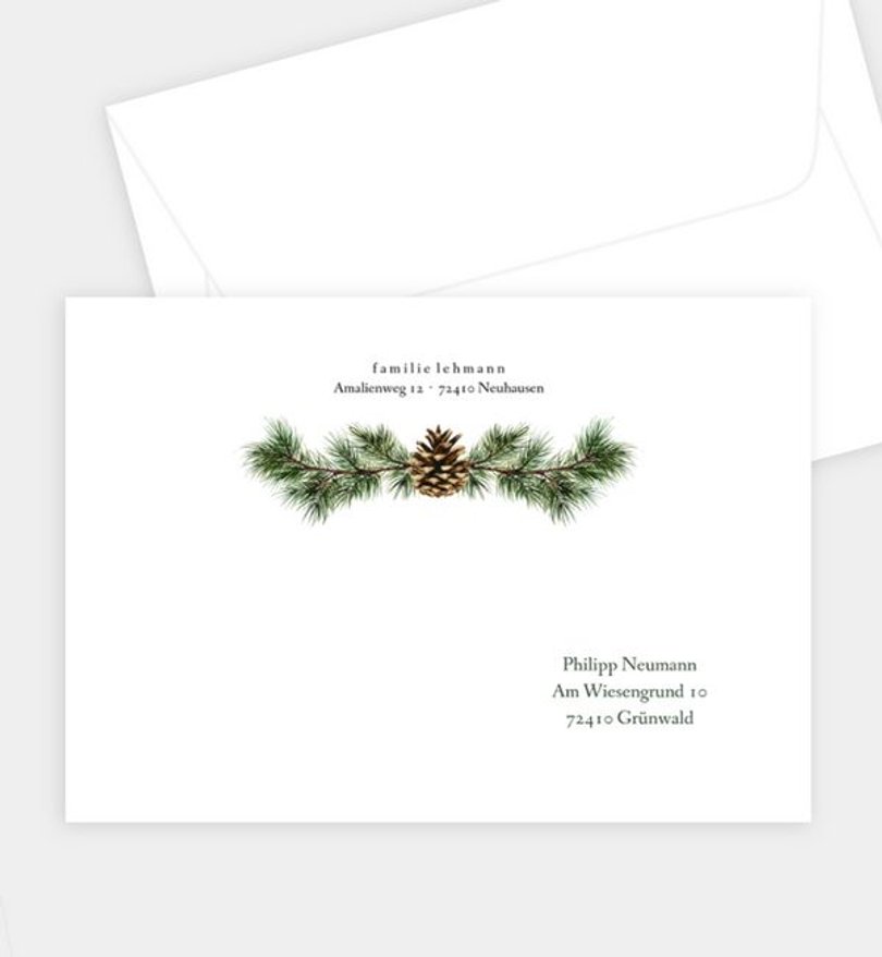 Briefumschlag Weihnachten Christmas Pine