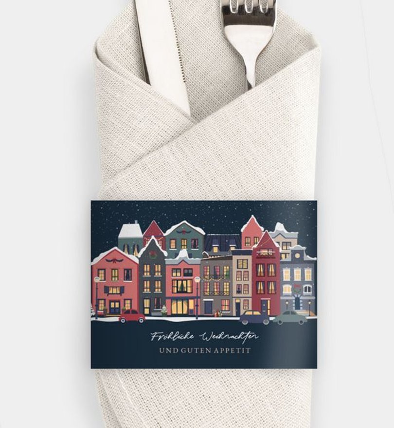 Besteck Servietten-Zubehör Weihnachten Winter City