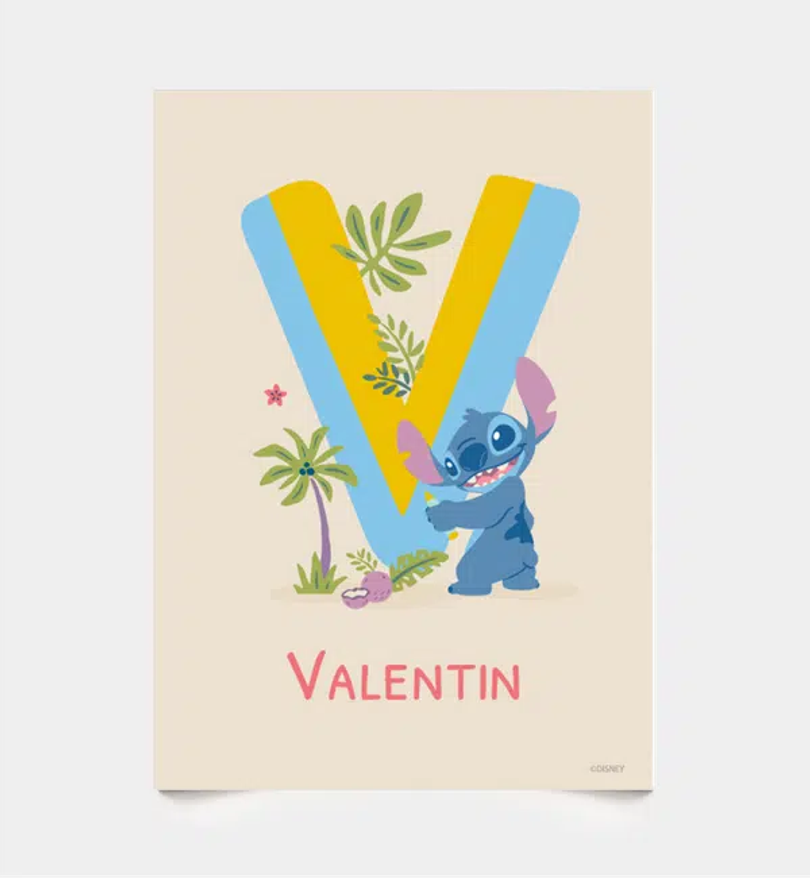 Stitch · Buchstabe V mit Namen
