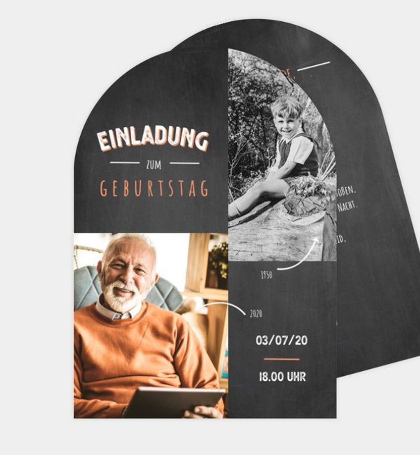 Geburtstgseinladung im Design Bildertafel