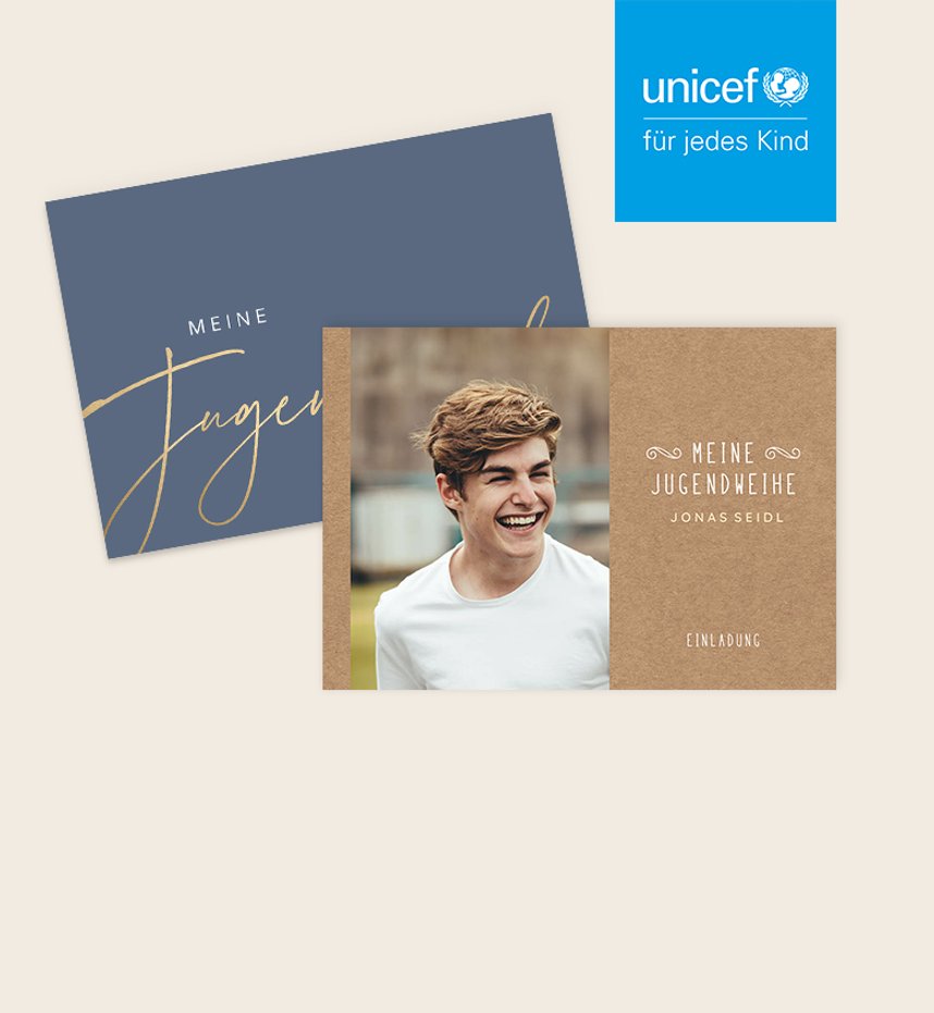 Einladungskarten zur Jugendweihe Unicef