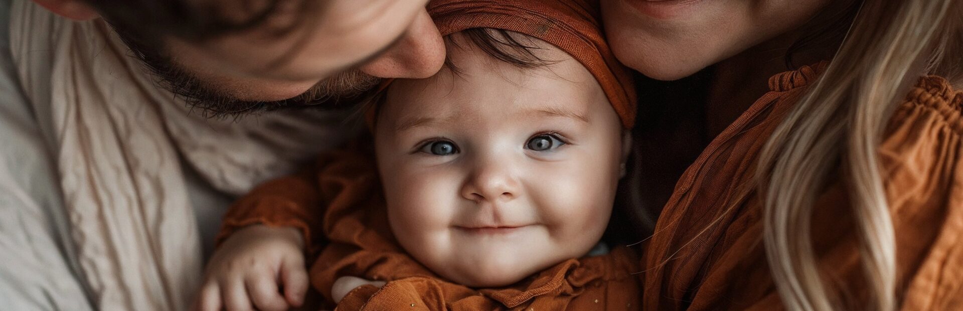 Eltern halten ihr Baby in der Hand